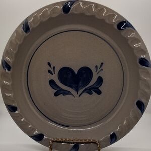 Rowe Pottery Pie Plate with Salt Glaze and Heart